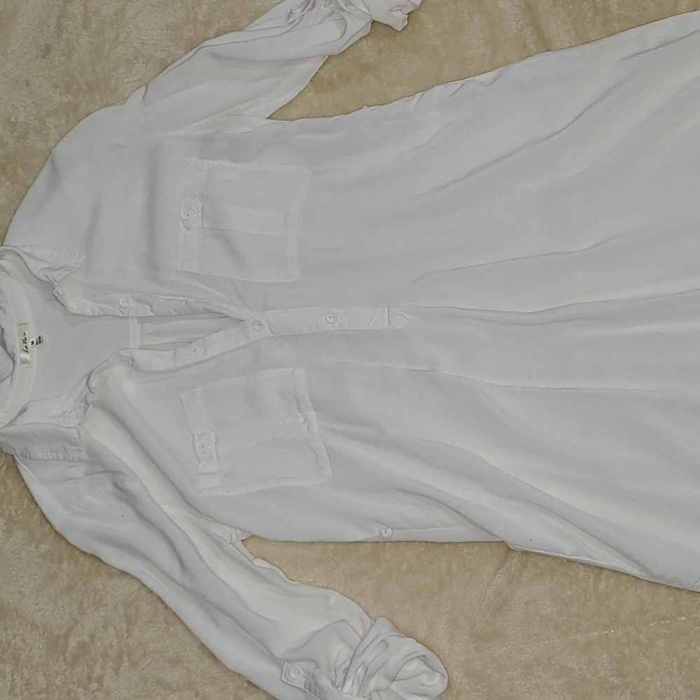 T-shirt dress, M, white long sleeve